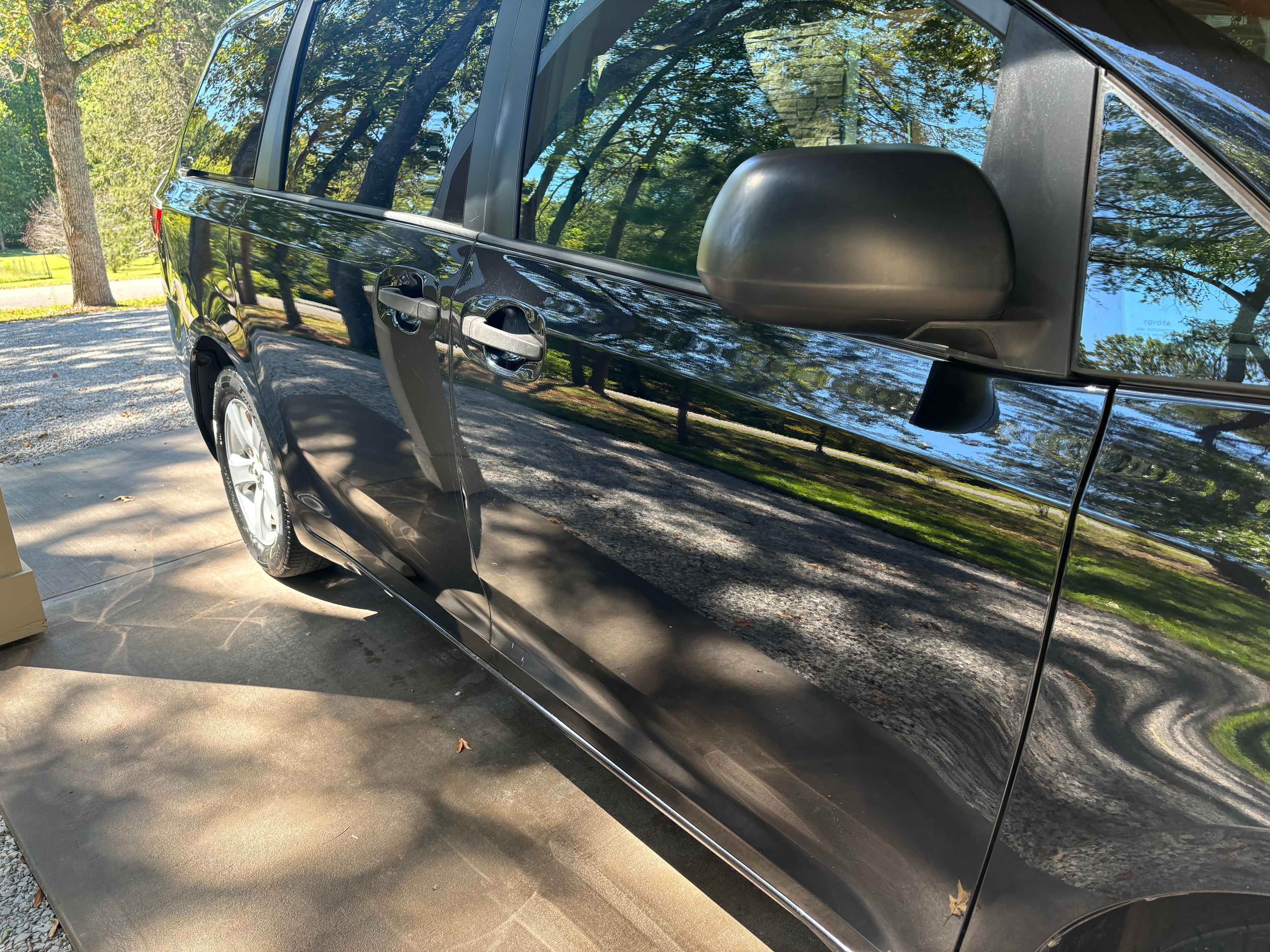 Professional exterior detailing results on black van